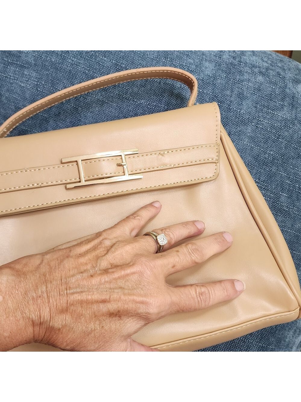 H by Halston Tan Handbag Satchel - Picture 7 of 11